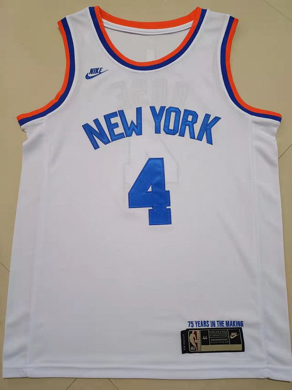 Men New York Knicks 4 Rose White Nike New Game NBA Jersey